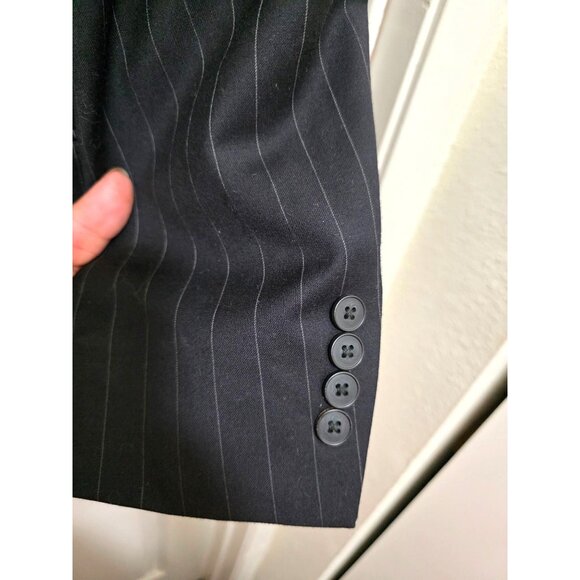 Oscar De La Renta Double-Breasted Pinstripe Suit Jacket Men's Black 41R Classic - Picture 4 of 9